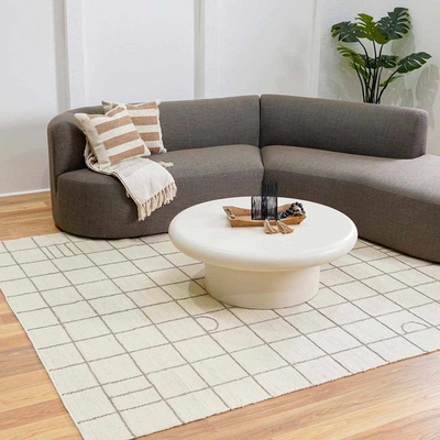 Tieve Black & White Grid Wool Rug