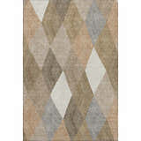 Dalyn Luxury The Reserve TR11 Copper Washable Area Rug with beige, caramel, chestnut, paprika, and taupe geometric pattern.