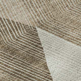 Close up of Dalyn Luxury The Reserve TR11 Copper Washable Area Rug. Beige and brown geometric pattern.