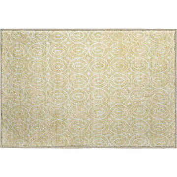 Dalyn Luxury The Reserve TR12 Wheat Washable Area Rug with a geometric circle pattern in wheat and white.