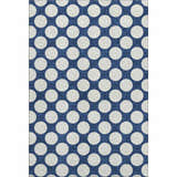 Dalyn Luxury The Reserve TR13 Navy Washable Area Rug with a large white polka dot geometric pattern.