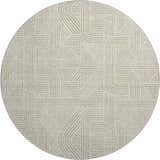 Round Dalyn Luxury The Reserve TR14 Putty rug with a beige geometric pattern of lines and curves.