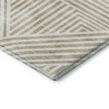 Close-up of the Dalyn Luxury The Reserve TR14 Putty Washable Area Rug. Beige and putty geometric pattern.