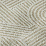 Close-up of Dalyn Luxury The Reserve TR14 Putty rug with a geometric beige and putty striped pattern.