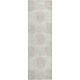 Close-up of the Dalyn Luxury Indoor/Outdoor The Reserve TR16 Ivory Washable Area Rug with a geometric beige pattern.