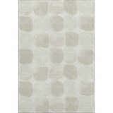 Close-up of the Dalyn Luxury Indoor/Outdoor The Reserve TR16 Ivory Washable Area Rug with a beige geometric pattern.