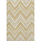 Dalyn Luxury The Reserve TR17 Honey rug with a geometric chevron pattern in chestnut and yellow. Washable indoor/outdoor rug.