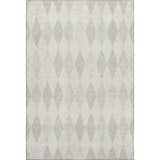 Close-up of the Dalyn Luxury The Reserve TR2 Ivory Washable Area Rug with beige and chestnut geometric diamond pattern.