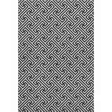 Close-up of the Dalyn Luxury Indoor/Outdoor The Reserve TR5 Black Washable Area Rug featuring a bold geometric pattern.