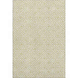 Close-up of Dalyn Luxury The Reserve TR5 Wheat Washable Area Rug with a geometric maze pattern in wheat and white.