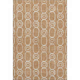 Dalyn Luxury The Reserve TR6 Copper Washable Area Rug with a caramel background and geometric white oval and circle pattern.