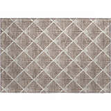 Dalyn Luxury The Reserve TR9 Brown Washable Area Rug with geometric fan pattern in beige and dark brown.