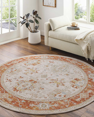 Tsawsen Rust Bordered Oushak Rug