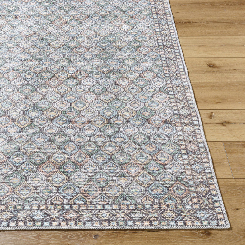 Telma Medium Green Washable Area Rug