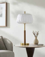 Xoboo Beige Wood Table Lamp with Rubber Wood Base