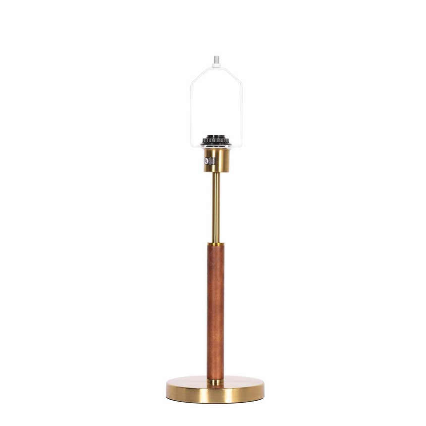 Nokoo Beige Wood Table Lamp with Rubber Wood Base