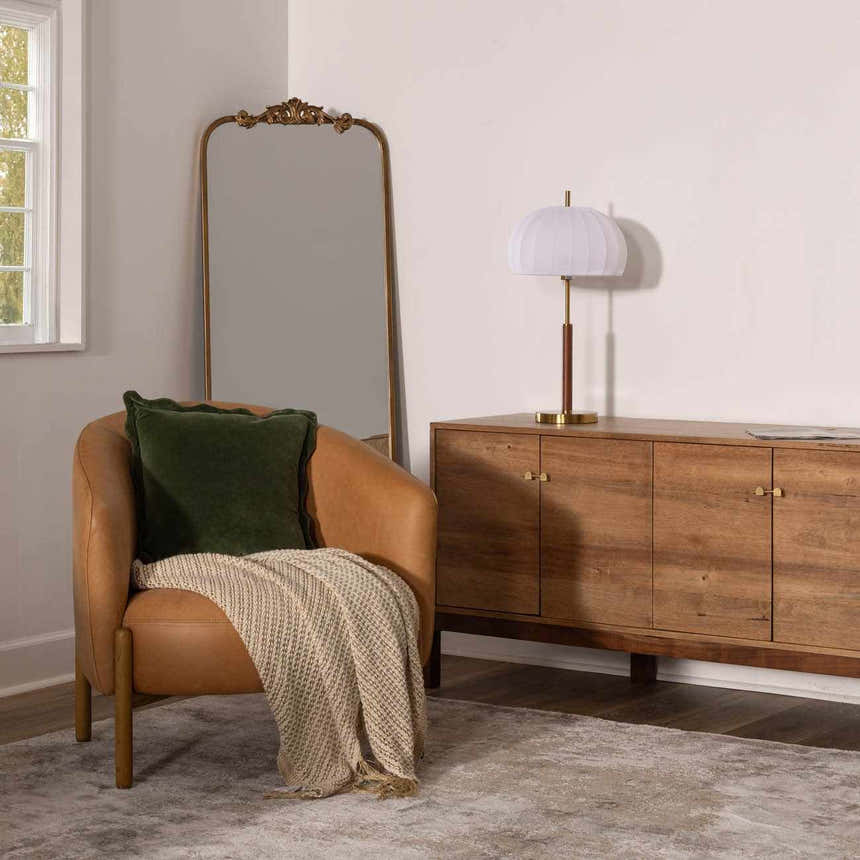 Nokoo Beige Wood Table Lamp with Rubber Wood Base