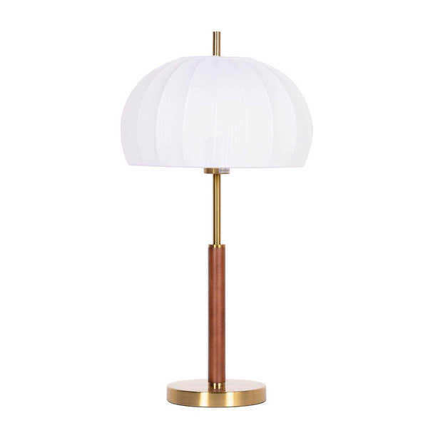 Nokoo Beige Wood Table Lamp with Rubber Wood Base