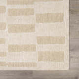 Close-up of the Teige Light Silver Area Rug. Features a textured, contemporary design with light silver and sterling gray hues. Swatch
