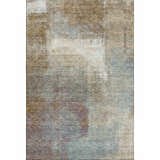Dalyn Luxury Trevi TV12 Mocha Washable Area Rug with beige, brown, and blue abstract design.
