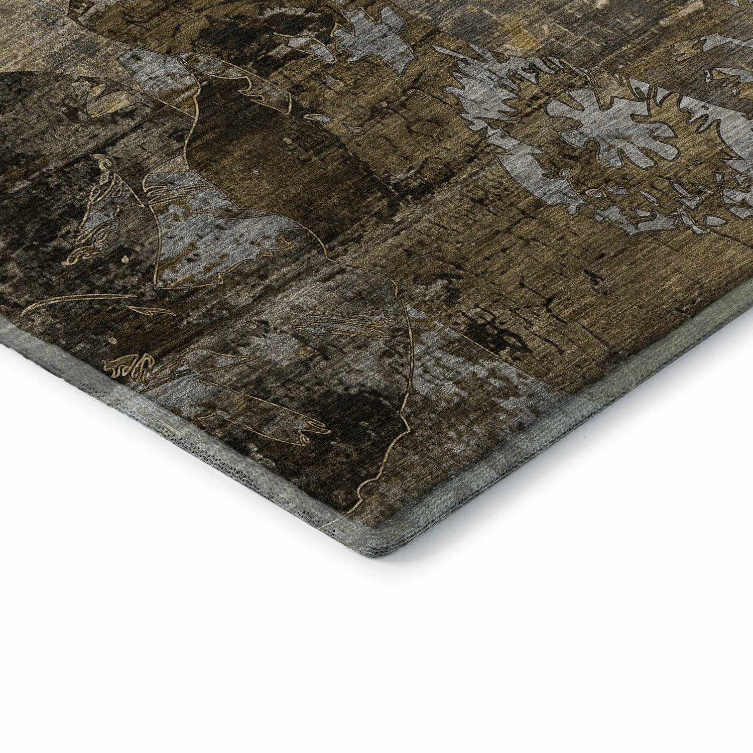 Close up of the mocha Dalyn Luxury Trevi TV15 area rug showing the abstract pattern and color variations.