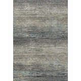 Close-up of Dalyn Luxury Trevi TV1 Granite Washable Area Rug. Beige, gray, light blue, and gold horizontal striations.