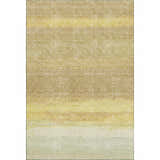 Dalyn Luxury Trevi TV2 Tan Washable Area Rug with horizontal stripes in beige, gold, and ivory. Close-up of rug texture.