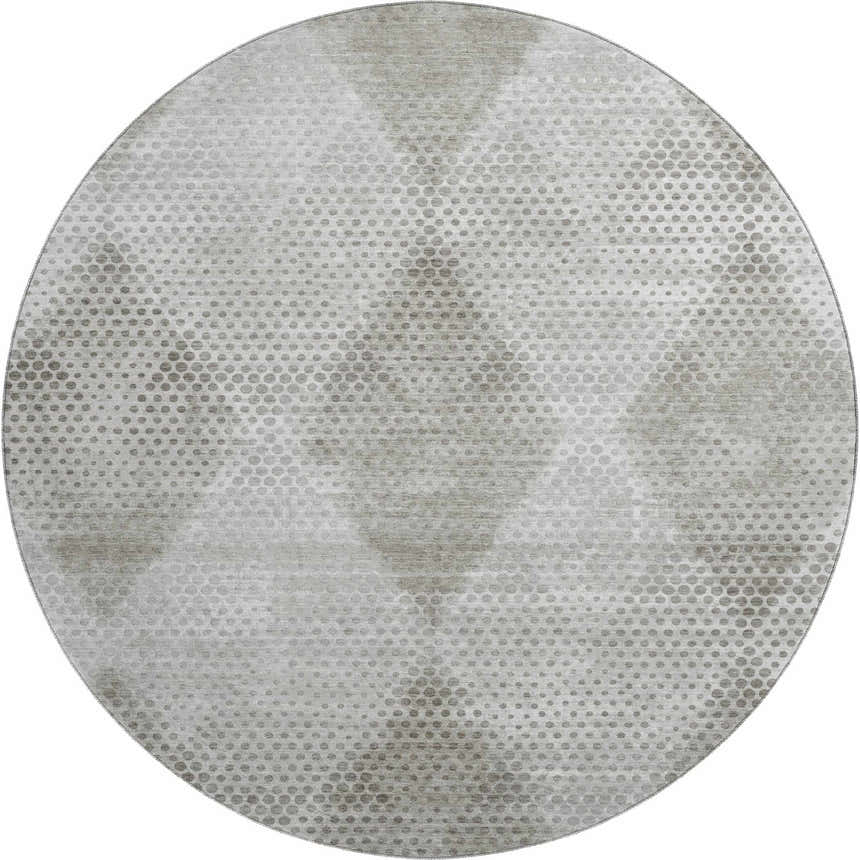 Close-up of the round Dalyn Luxury Trevi TV4 Gray Washable Area Rug featuring a subtle gray dot pattern.