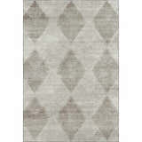 Dalyn Luxury Trevi TV4 Gray Washable Area Rug with diamond pattern and textured dot details in chestnut, silver gray, and taupe.