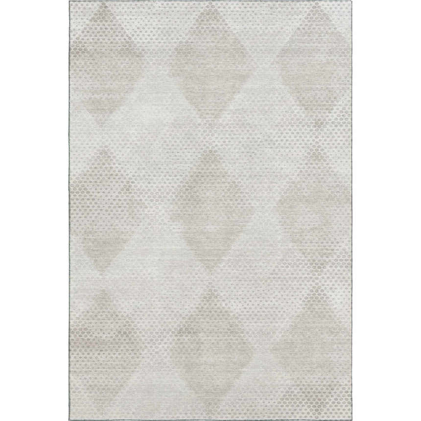Close-up of Dalyn Luxury Trevi TV4 Ivory Washable Area Rug with a subtle diamond and dotted pattern.