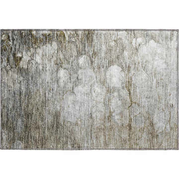 Close-up of the Dalyn Luxury Trevi TV7 Taupe Washable Area Rug, featuring a distressed beige, brown, and gray abstract pattern.