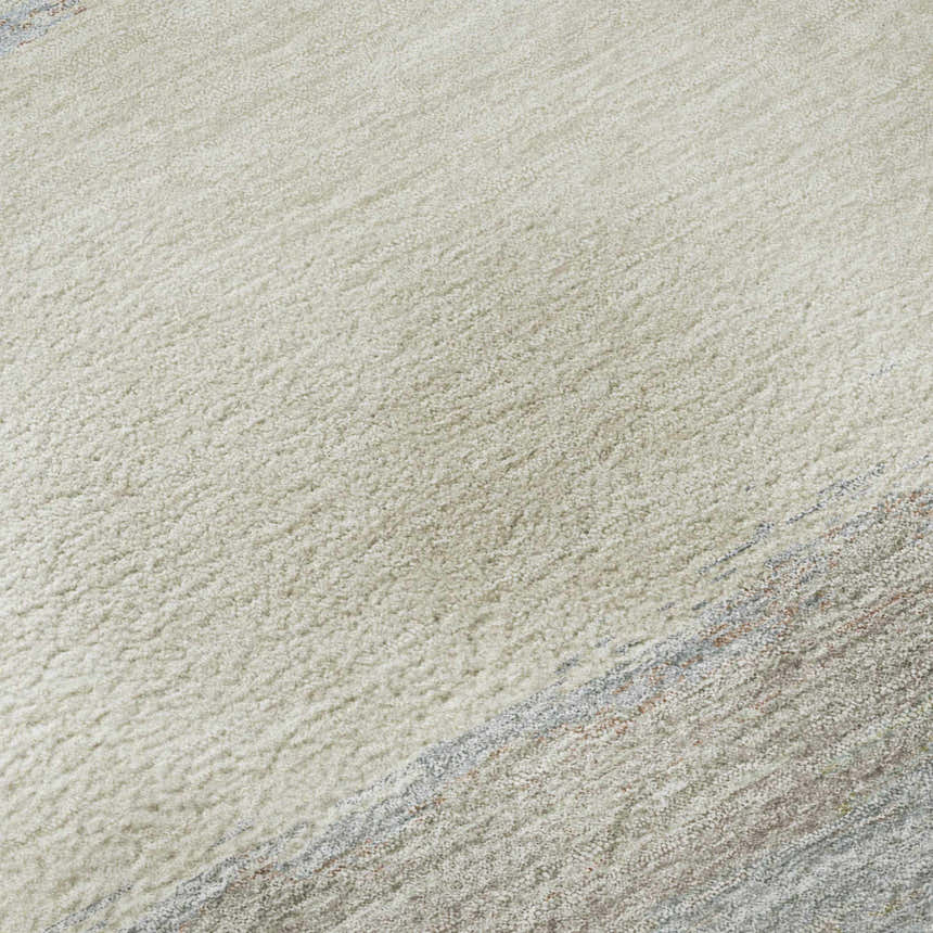 Close-up of the Dalyn Luxury Trevi TV8 Ivory Washable Area Rug showing texture and subtle aloe, beige, and gray colors.