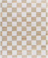 Close-up of the Kamey Handmade Becki Owens x LIVABLISS BOKY-2302 Area Rug. Features a light brown and white checkerboard pattern. Design-Rectangle-810