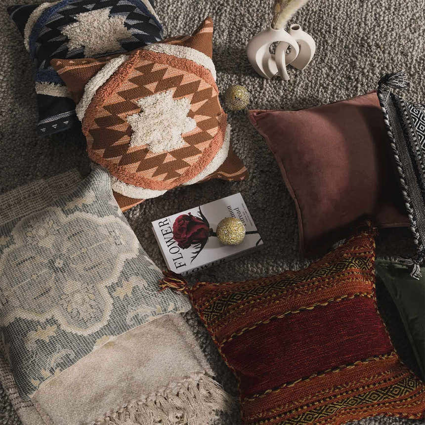 Trussville Red Tribal Tassel Throw Pillow