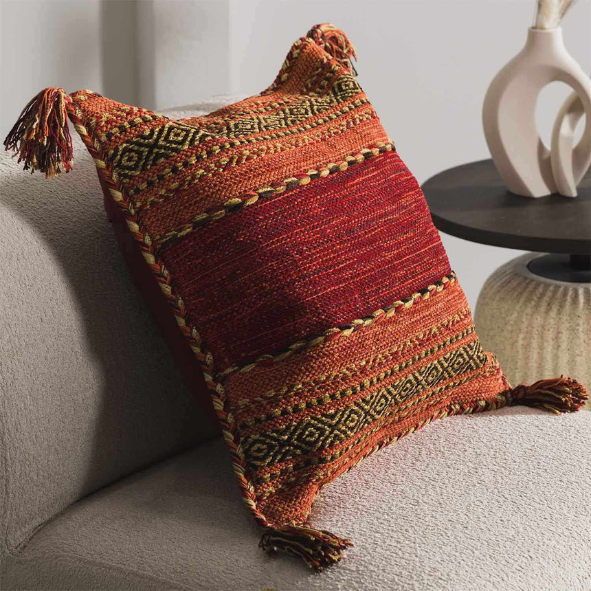 Trussville Red Tribal Tassel Throw Pillow