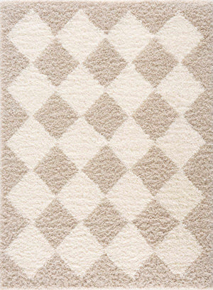 Zahur Cream & Beige Diamond Area Rug