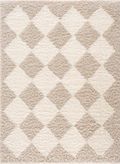 Zahur Cream & Beige Diamond Area Rug