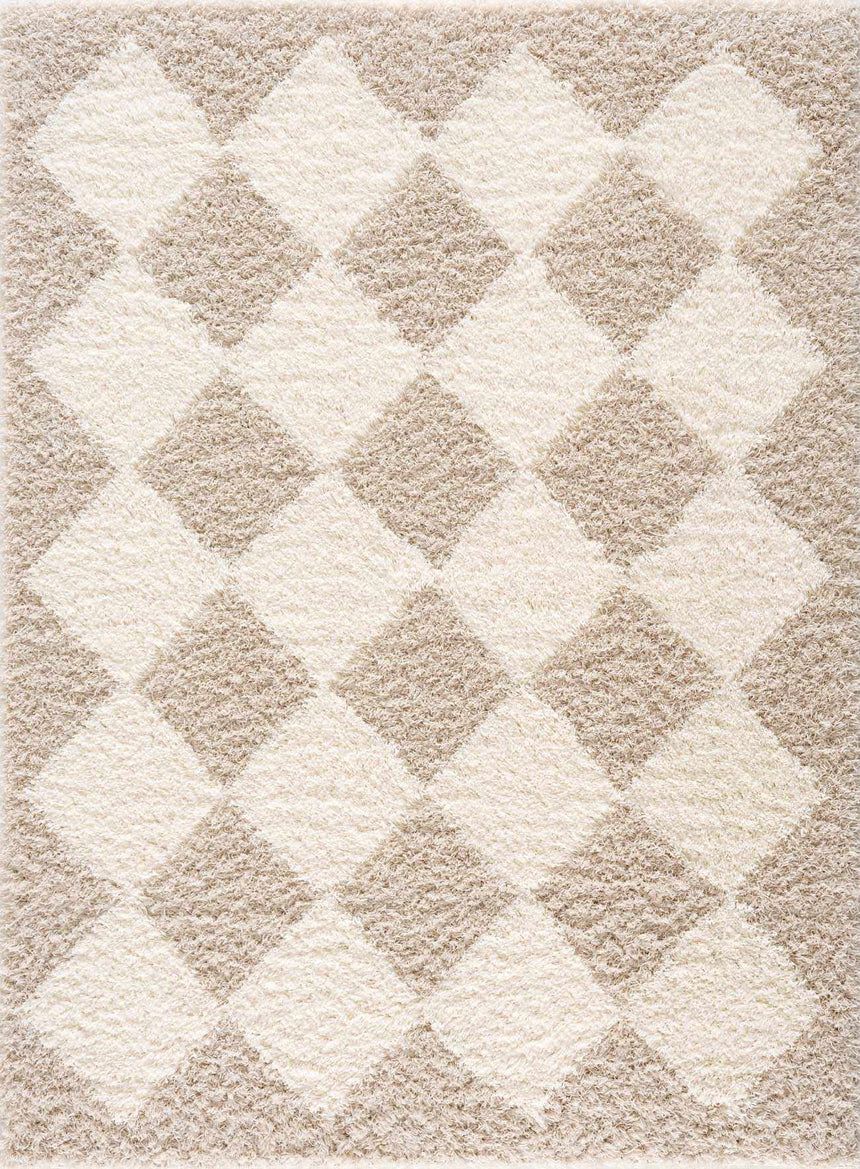 Zahur Cream & Beige Diamond Area Rug