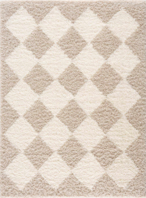 Zahur Cream & Beige Diamond Area Rug