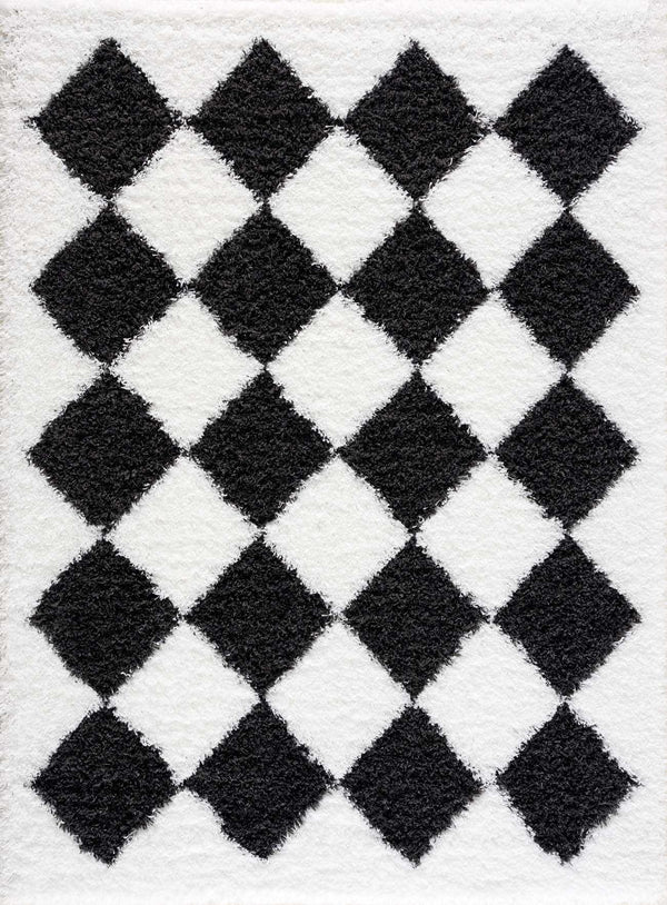 Zahur Black & White Diamond Area Rug