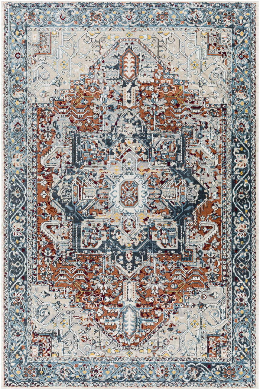 Cabacungan Blue & Rust Washable Area Rug - Clearance