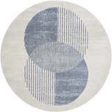 Round Usra Area Rug - Clearance with a modern geometric design in harbor blue and white. Design-Round-67