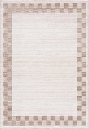 Azrika Beige Checkered Washable Rug