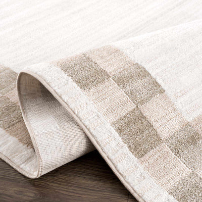 Azrika Beige Checkered Washable Rug