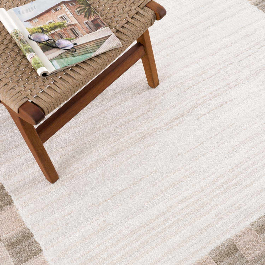 Azrika Beige Checkered Washable Rug - Promo