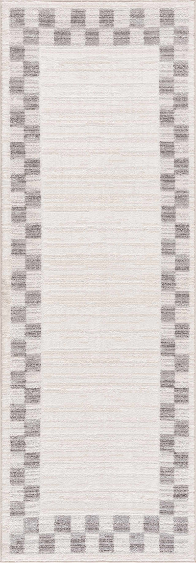 Azrika Gray Checkered Washable Rug