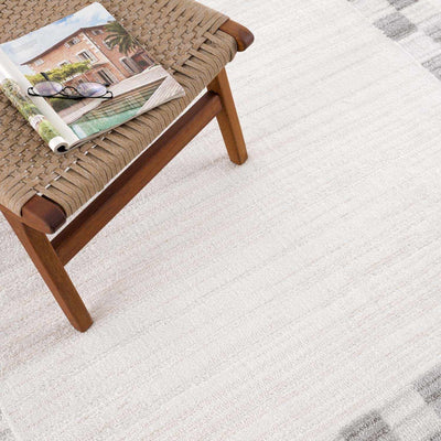 Azrika Gray Checkered Washable Rug