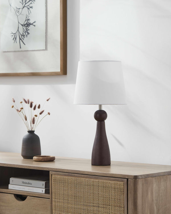 Villamejil Dark Brown Wood Table Lamp