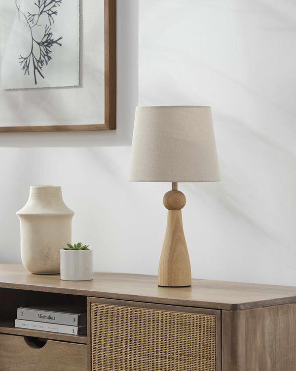 Villamejil Cream Wood Table Lamp