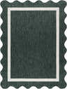 Close-up of Varro Green Area Rug showing texture, cream border, and scalloped edge. Design-Rectangle-537